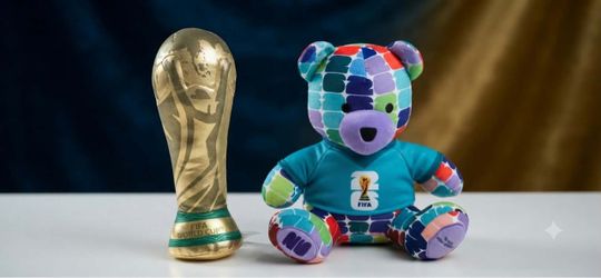 Official FIFA World Cup 2026 Collector Set: Trophy Plush & 10" Colorful Soccer Bear Plush