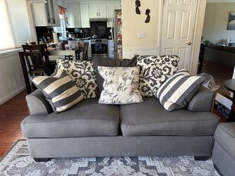 Charcoal gray monotone fabric sofa set