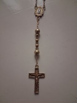 14K Gold Cross Charm with 10 K Necklace