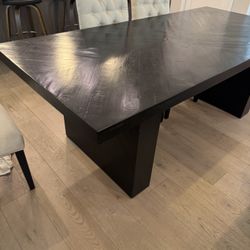 Modern 87" Large West Elm Dining Table – Burnished Black