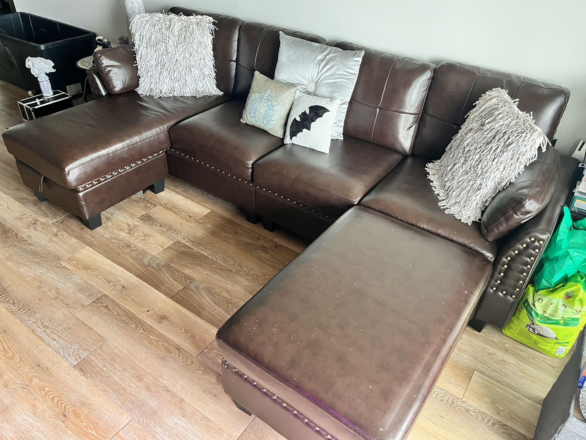 “L” Shaped Couch with storage & Ottoman