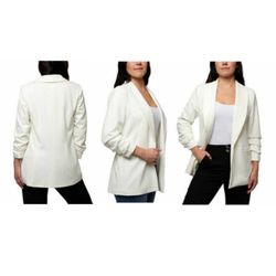NEW Dakota Blue Women's Open Front Crepe Blazer size XXL White