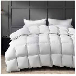 Ubauba Goose Feather Down Comforter King Size - 100% Cotton Ultra Fluffy Duvet Insert King, 