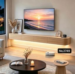 118”Floating TV Stand Wall Mounted TV Cabinet Floating Shelves with Drawer Floating Entertainment Center TV Cabinet ,Wood