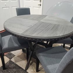 Hardwood Table w/Glass Top