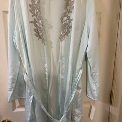 Elegant Light Blue Satin Robe ( Brand New With Tag)—S/M
