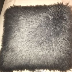 Fuzzy gray pillow