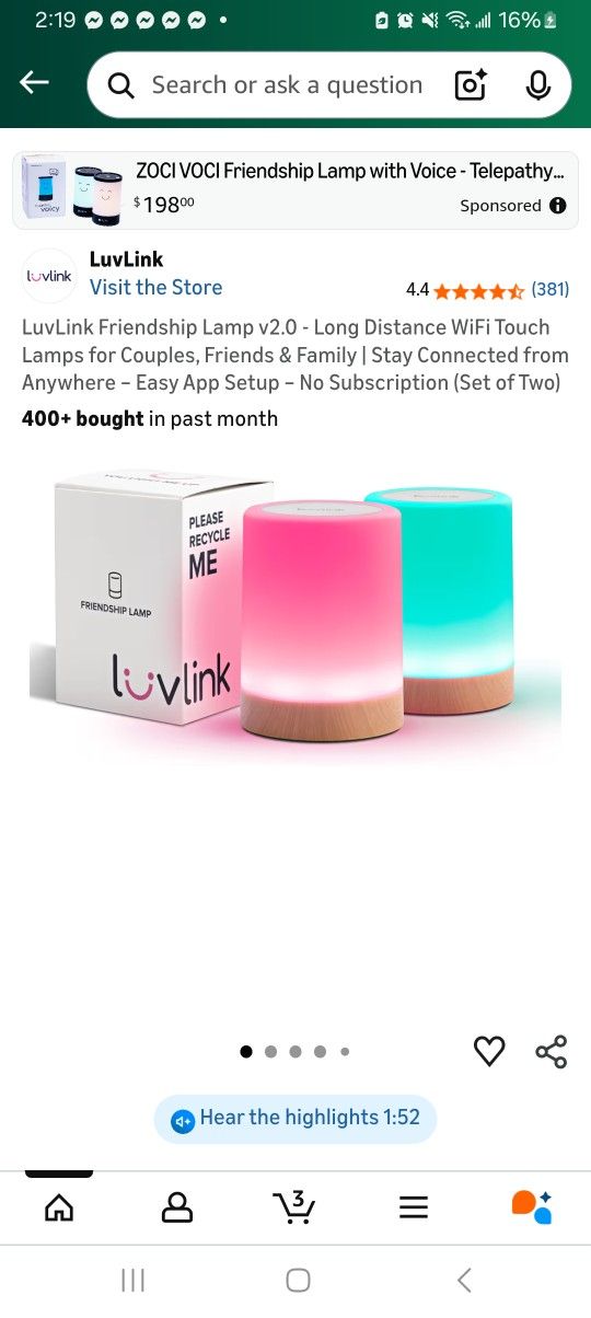 Luv Link Friendship Lamps (set of 2)