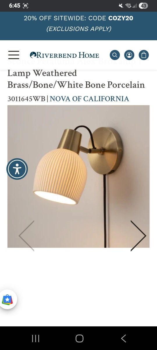 Sconce Petaluma Alex Brokamp 1 Lamp Weathered Brass/Bone/White Bone Porcelain