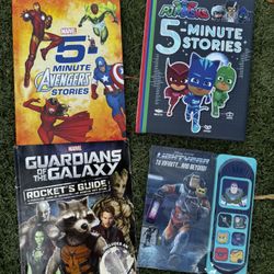 Set of 4 super hero books - one new, 2 multi story