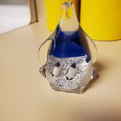 Hand Blown Art Glass Penguin Paperweight 