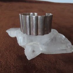 Thistle & Bee Signed Sterling Silver Corrugated Cuff Bracelet - 52.5g 7"