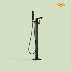 AKDY 1-Handle Freestanding Floor Mount Roman Tub Faucet Bathtub Filler with Hand Shower in Matte Black