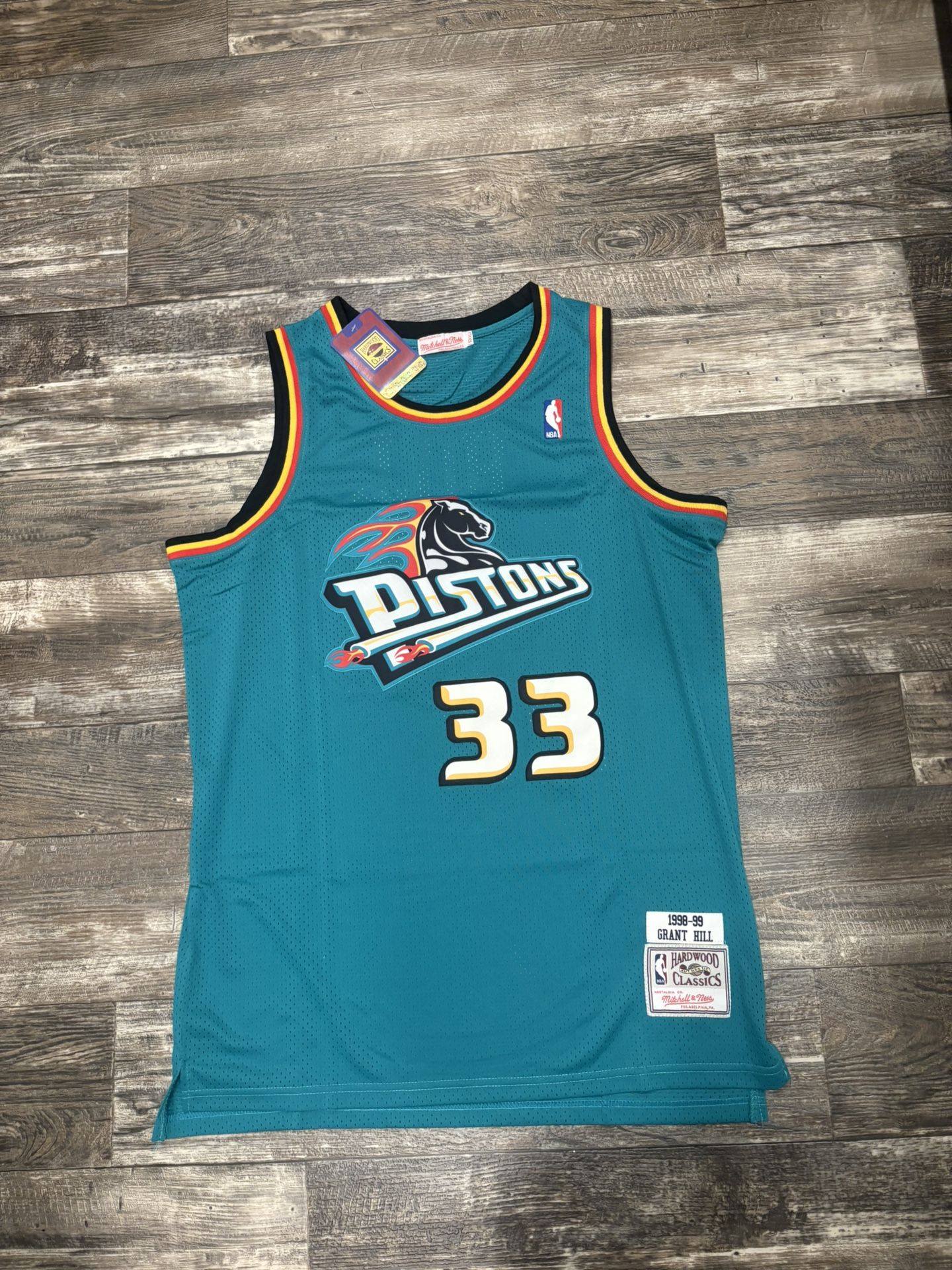 Grant Hill (XL/2XL) throwback Detroit Pistons teal motor city basketball Jersey