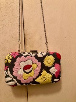 Embroidered wildflower mini bag