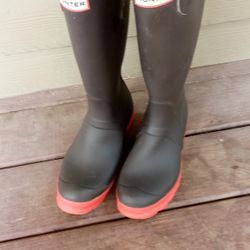Hunter Boots Green Red Rain Boots 37/6