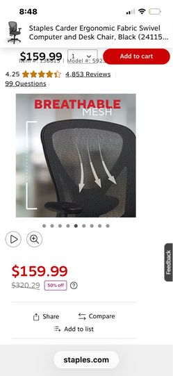 Ergonomic Fabric Swivel Computer and Desk Chair, Black