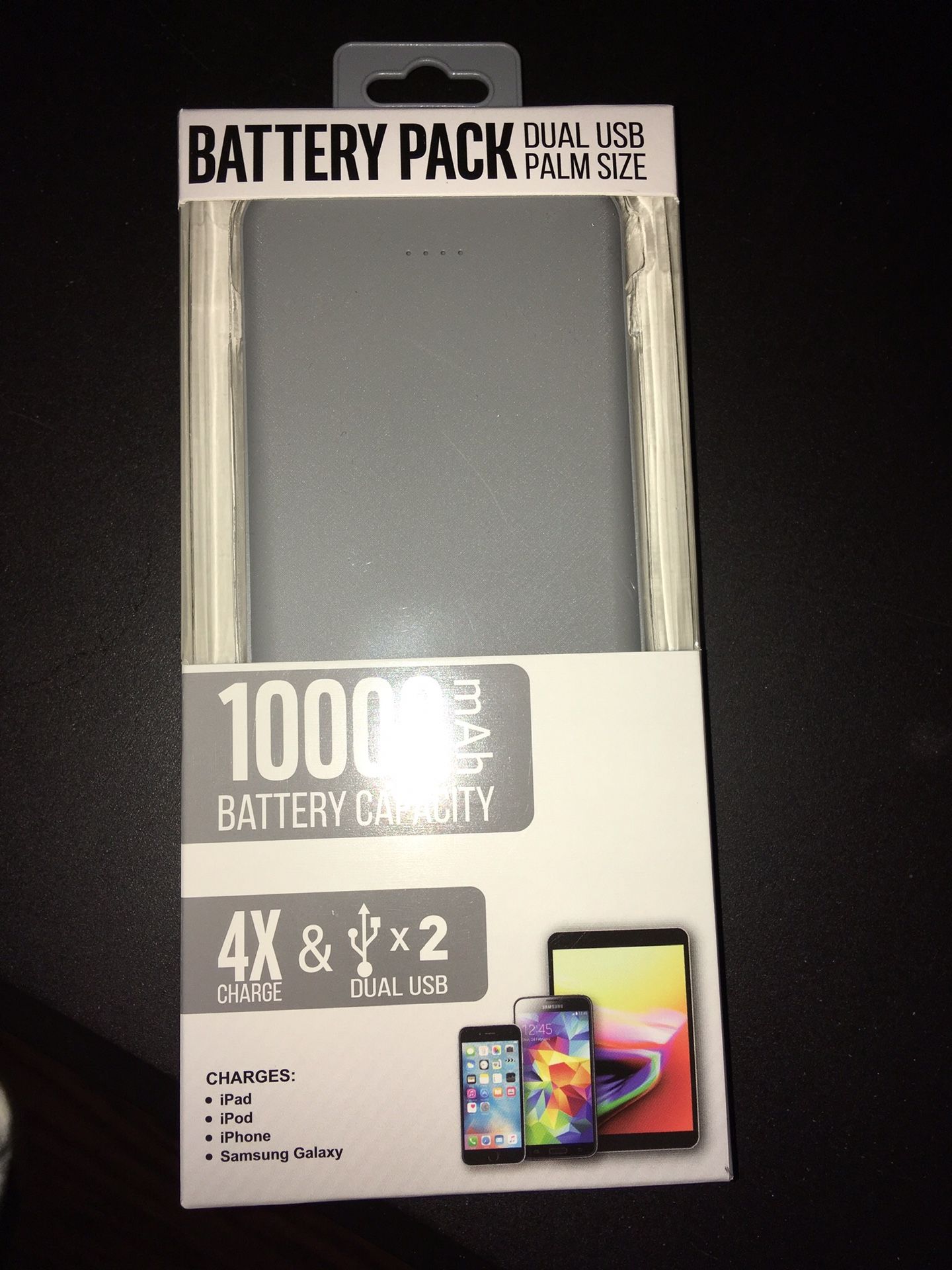 10,000 mAh Cell Phone Portable Battery Pack/ Power Bank - 2 Full Phone Charges!!