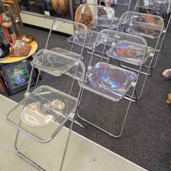 Anonima Castelli Plia Lucite Chrome Italian Folding Chairs Lot of 7 Italy MCM
