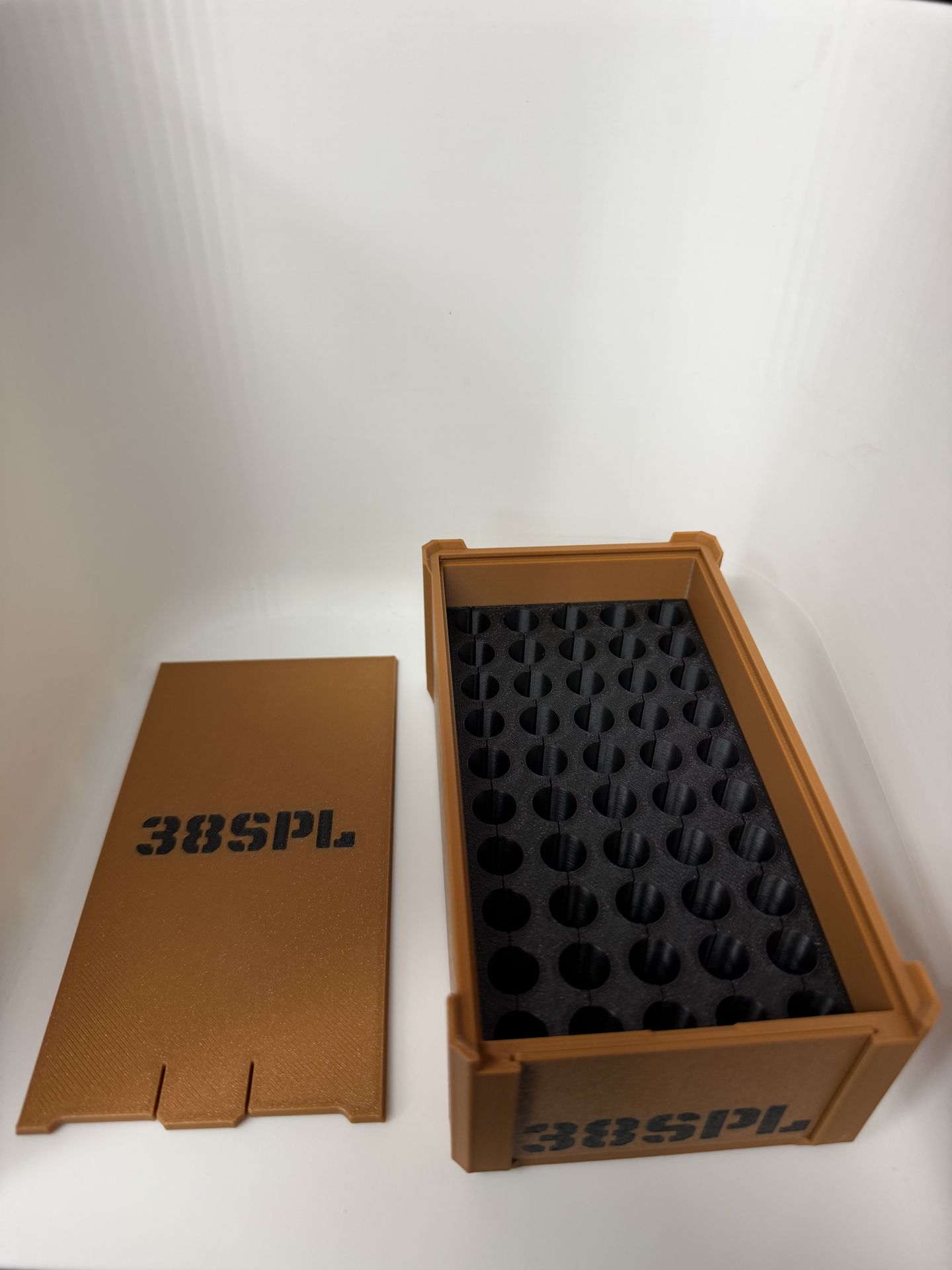 38 spl Ammo Storage Box – 50 Round Capacity – 3D Printed PETG – Slide Lid – Range Organizer