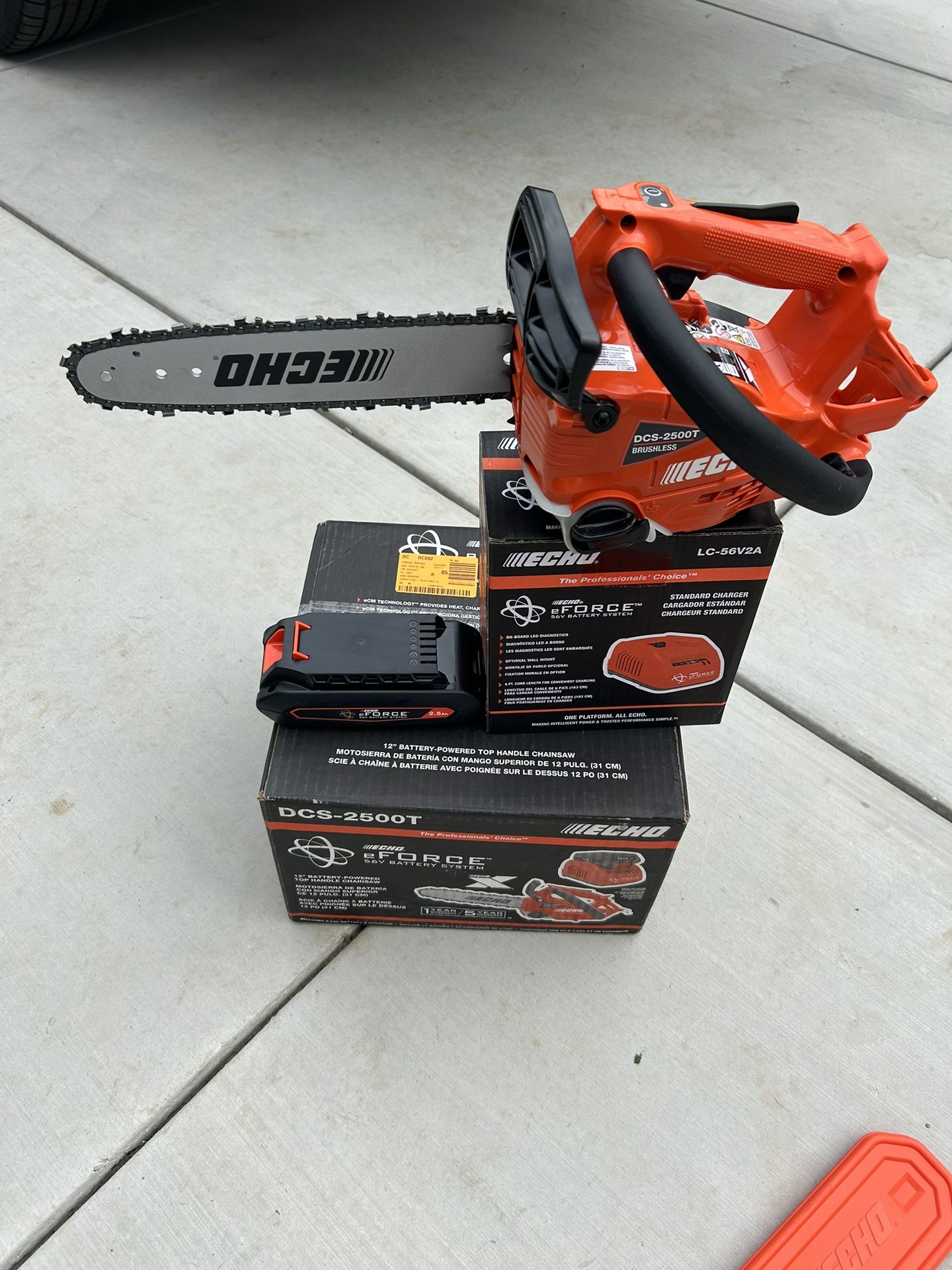 ECHO 56V 12 in. X Series Cordless Battery Top Handle Pro Chainsaw w/ SpeedCut Nano 80TXL Chain and 2.5Ah Battery and Charger