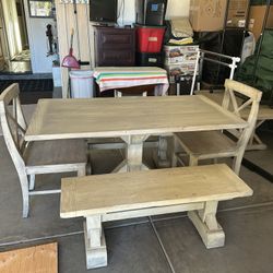 Table With Chairs and Benches