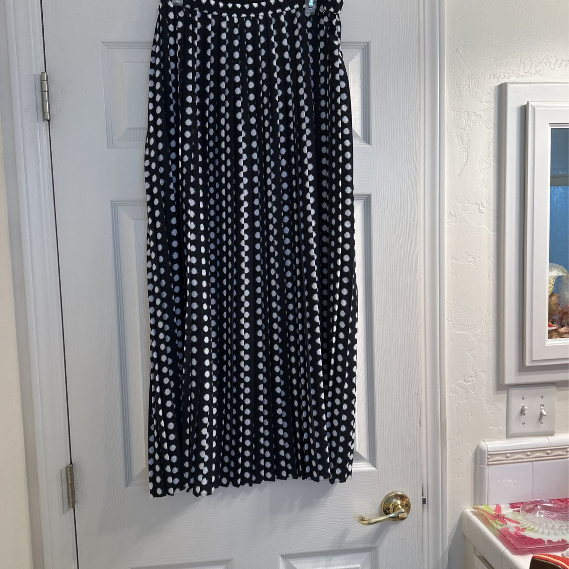 Michael Kors Black-And-White Polkadot Skirt