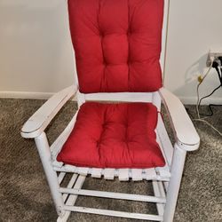 40” Tall Rustic White Wooden Rocking Chair