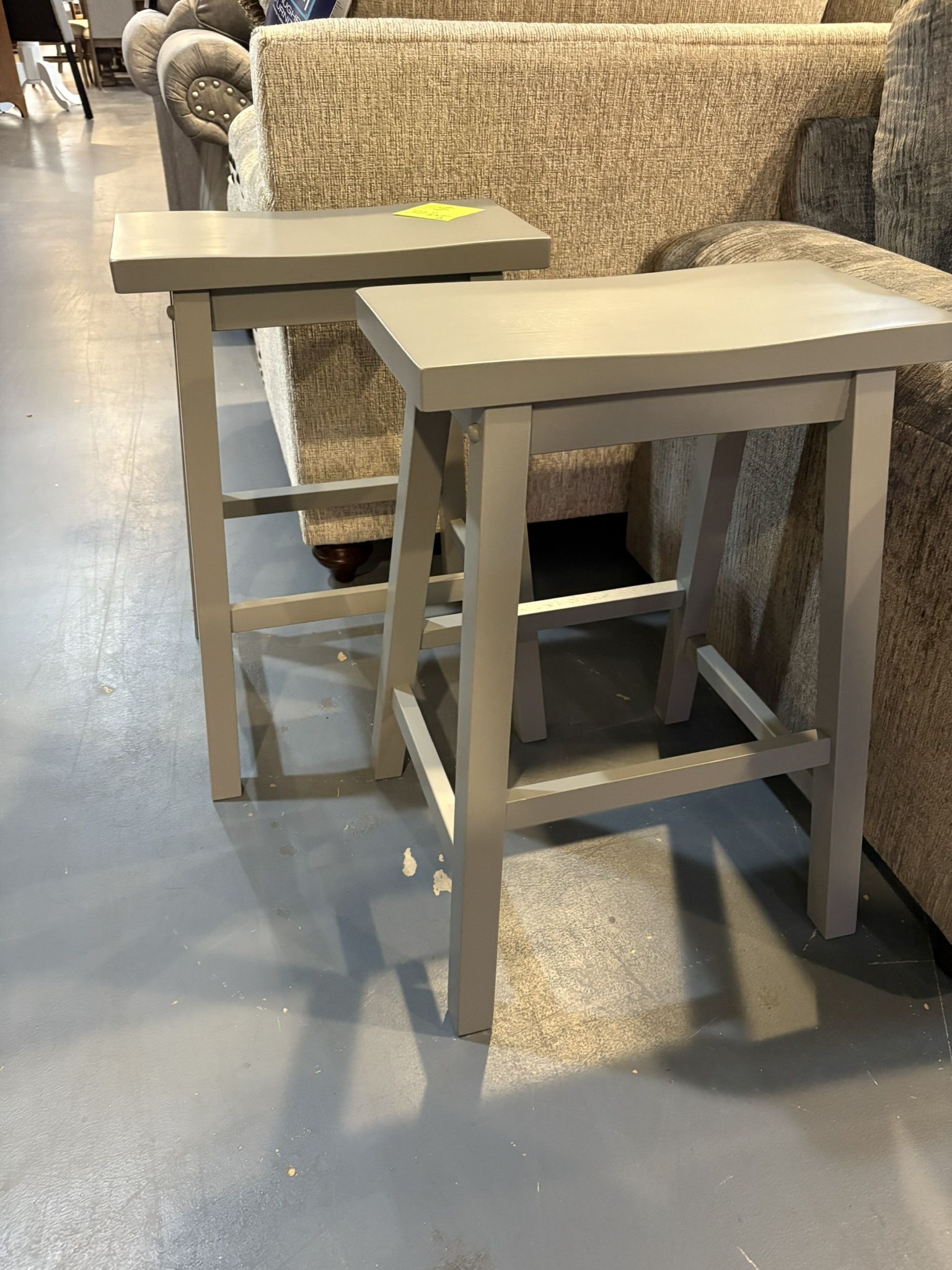 New Gray Saddle Stool Set (2)