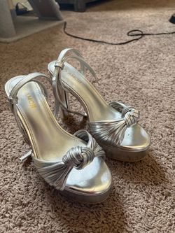 AMOII Silver Platform Heeled Sandals