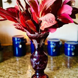 Antique Egermann Cut Red Glass  Vase