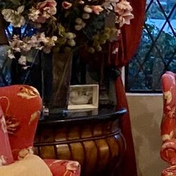 Marble Top Wooden Barrel Table