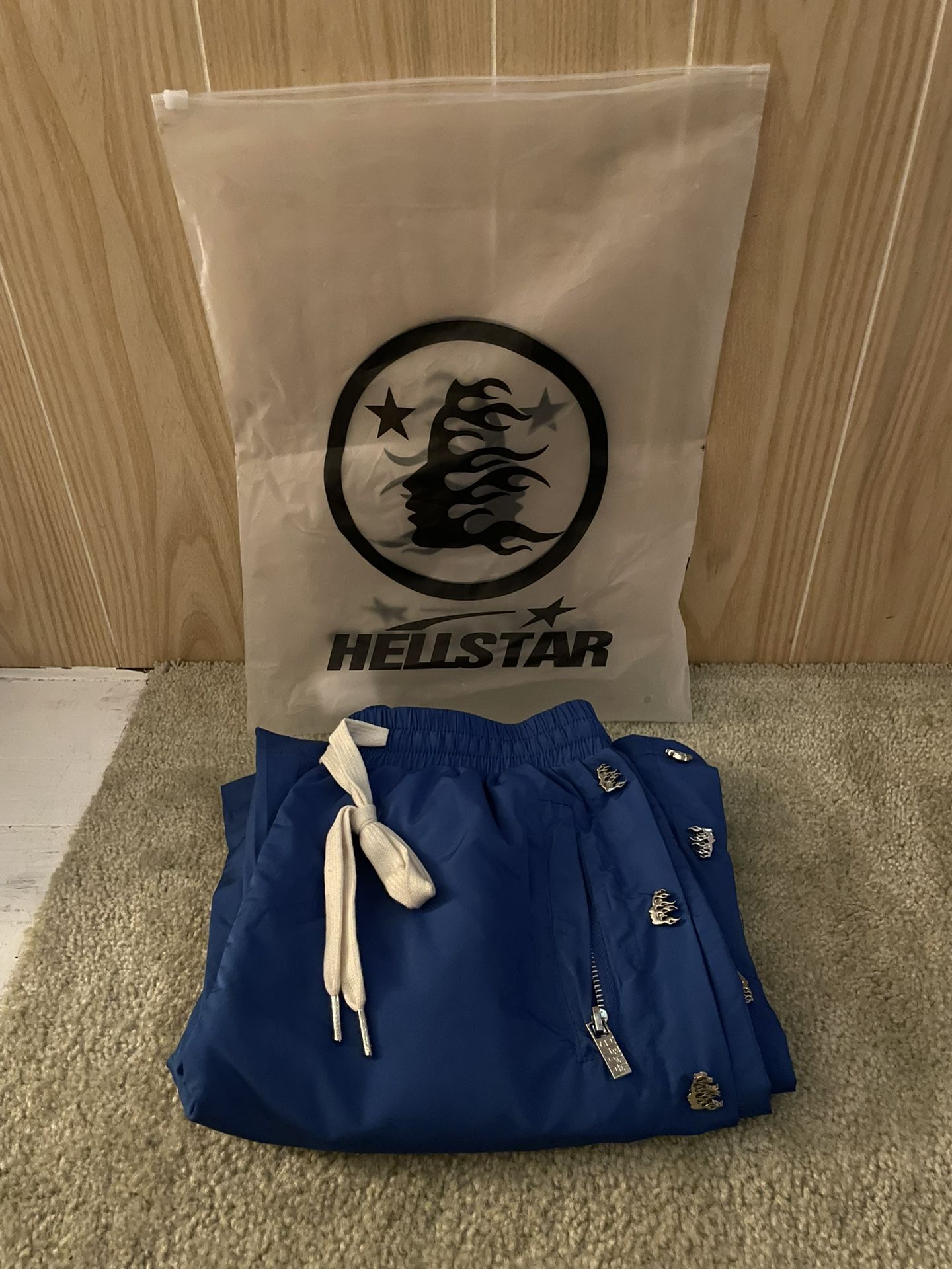 HellStar Blue Waxed nylon Track pants