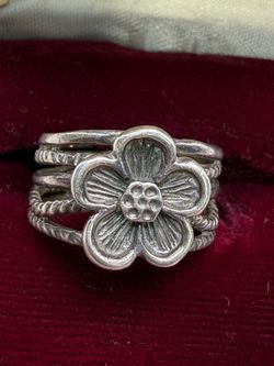 925 Sterling Silver Flower Multi Row Ring Size 7 Mexico 6g