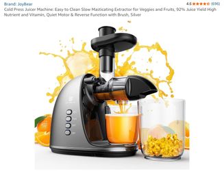 Cold Press Juicer Machine: Easy to Clean Slow Masticating Extractor for Veggies and Fruits, 92% Juice Yield High Nutrient and Vitamin, Quiet Motor & R