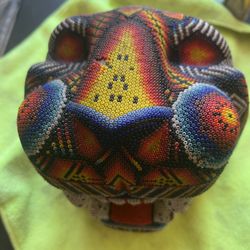Beaded Huichol Jaguar Head