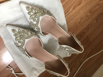 White and silver wedding heels (Size 10)
