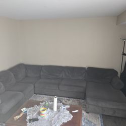 Grey Micro Fiber L Sectional Couch