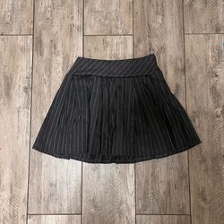 Dark Grey Pleated Skirt With Stripes