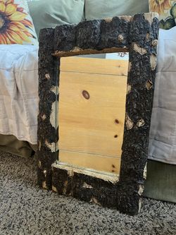 Faux Log Mirror 🪞 21” X 14”