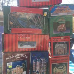 2 Totes Full Of Ceramic Light Up Village Inn Boxes Vintage Offer Only $150