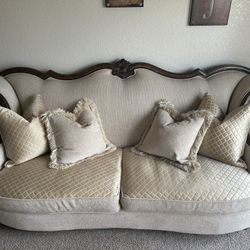 Michael Amini Sofa . Springs , foam and goose down  seats and pillows 