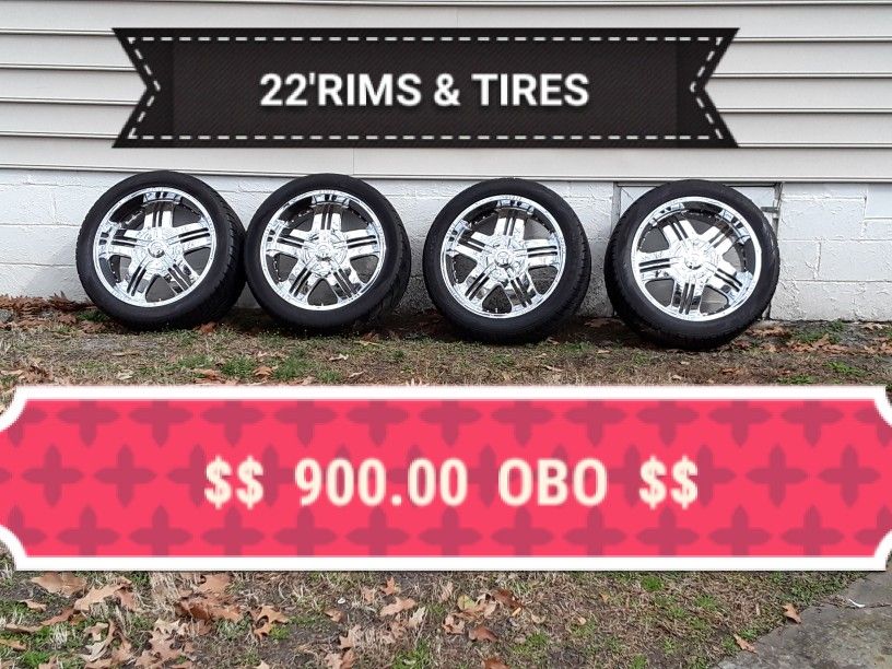 ZINIK 22-INCH CHROME RIMS & NEW NITTO TIRES 5 LUG UNIV.
