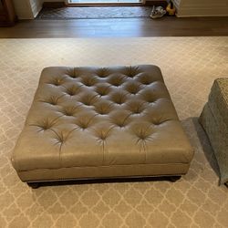 Leather Tufted Ottoman