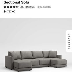 Crate & Barrel Gather Sectional 2 Yrs Old