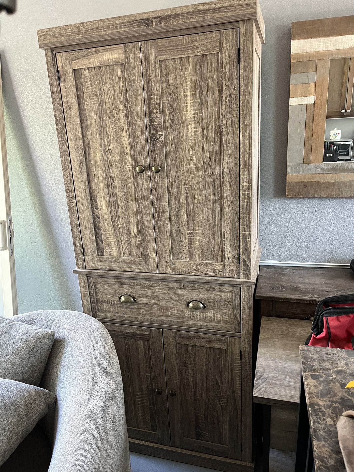 HOMCOM 72.5" Kitchen Pantry Cabinet, Traditional Freestanding Storage Cabinet with 4 Doors, Drawer and 3 Adjustable Shelves for Dining Room