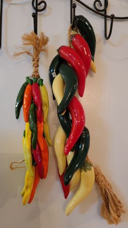 2 Ceramic Mixed Habanero Pepper Ristra - Strand 