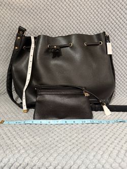 Black Bucket Bag with Small Pouch