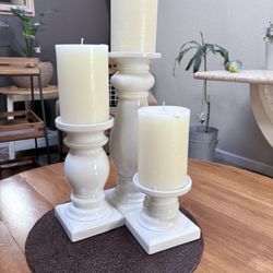 3 Ceramic Candle Holder Including The Candles