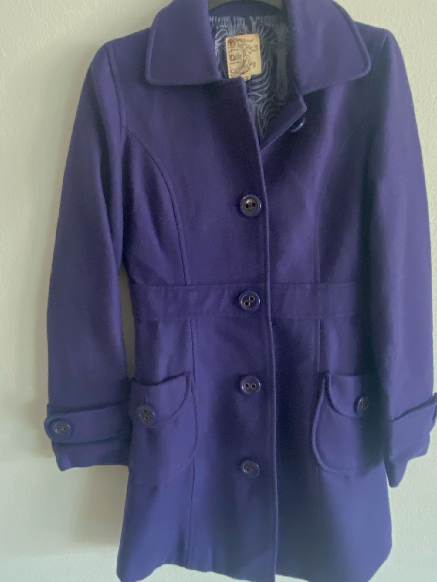 Tulle Women's Deep Purple Wool-Blend Pea Coat